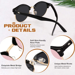 GQUEEN Classic Horn Rimmed Semi Rimless Polarized Sunglasses for Men Women GQO6