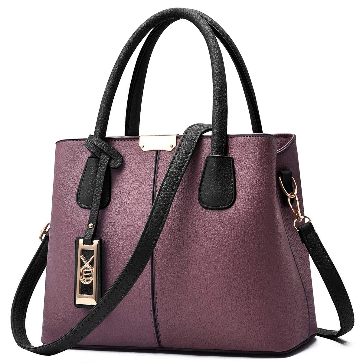 COCIFER Purses and Handbags for Women Shoulder Tote Bags Top Handle Satchel - Purple / Black