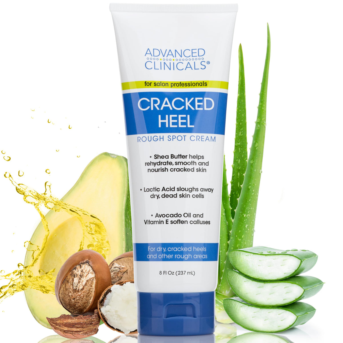 Advanced Clinicals Rough Spot Moisturizing Cream for Cracked Heels, with Shea Butter, 237 ml