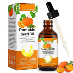 ALIVER Hair Grow Oil 60ml, Pumpkin Seed Oil Serum for Hair Growth, Carrier Oil for Face, Nails, Body, Skin - Ideal for Aromatherapy and Massage