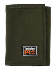 Timberland PRO mens Cordura Velcro Nylon RFID Trifold Wallet With ID Window Wallet - Olive