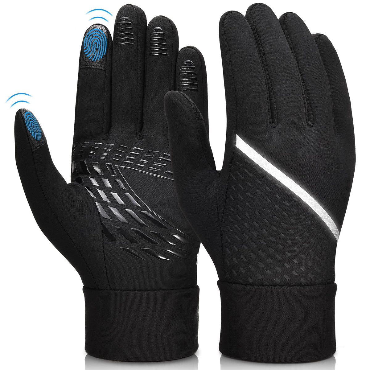 Arabest Running Gloves - Lightweight Sports Gloves, Winter Warm Gloves for Man and Woman, Waterproof Touch Screen Non-Slip Gloves for Driving, Cycling, Hiking, Skating - Black