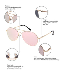 PUKCLAR Pilot Sunglasses Mens Polarised Sunglasses Womens Mirrored Lens
