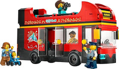 LEGO City Red Double-Decker Sightseeing Bus Toy, Red Vehicle for 7 Plus Year Old Boys & Girls, Creative Set with 5 Minifigures Including a Baby and Buggy, Birthday Gift Idea 60407