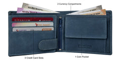 URBAN FOREST Zeus RFID Blocking Leather Wallet for Men, S, RFID - Vintage Blue