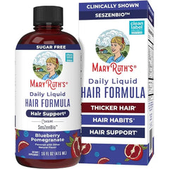 MARYRUTH'S Daily Liquid Hair Formula, Thicker, Stronger Hair in Women, 16oz | 500 mg SesZenBio™, 2,500 mcg Biotin, Vitamin C, Thicker, Stronger Hair, Hair, Skin, & Nail Health