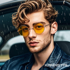 KANASTAL Hippie Round Polarized Sunglasses for Women Men, Small Circle Sun Glasses Classic Vintage Retro Shades Metal Frame UV400 Protection