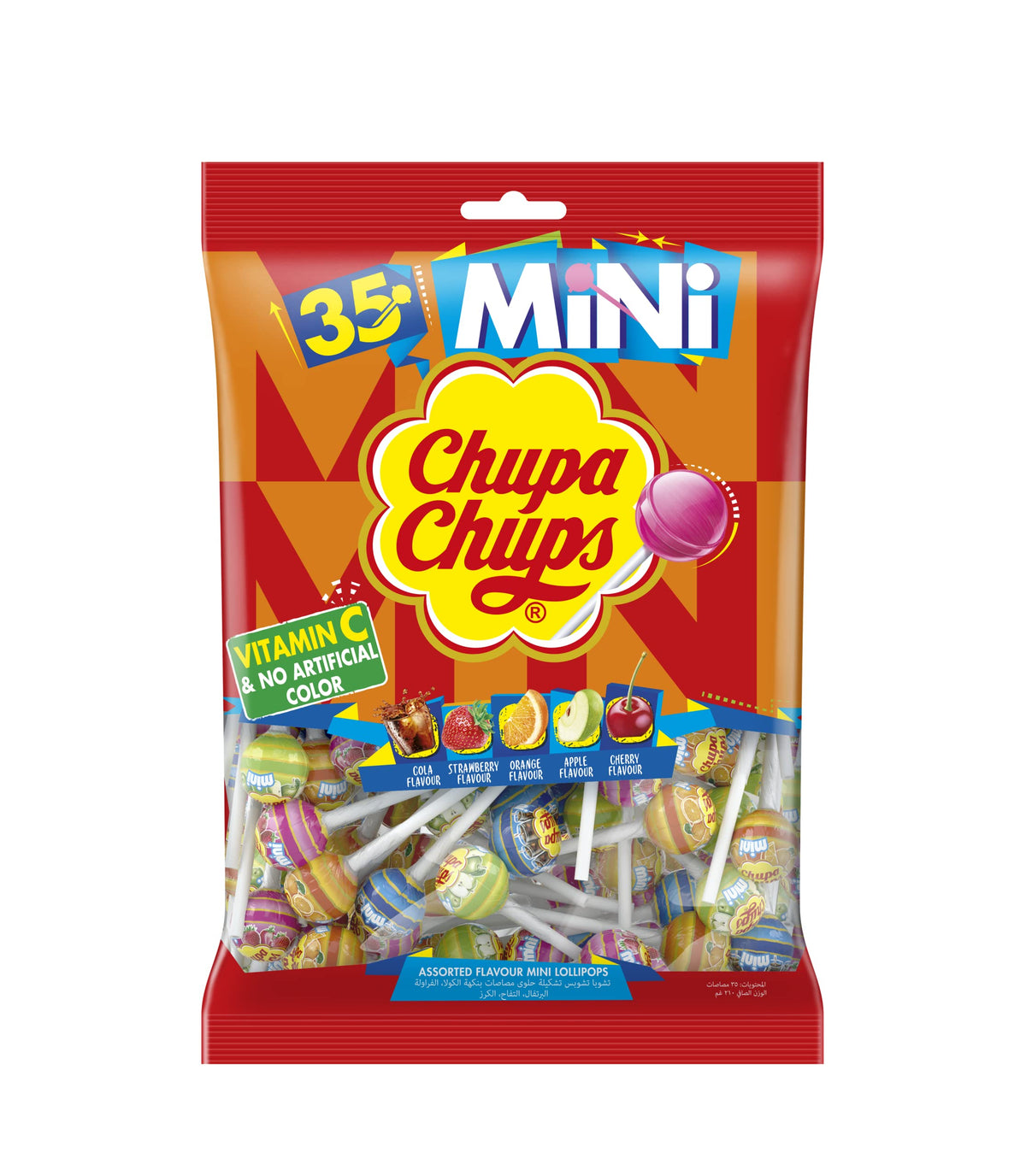 Chupa Chups Mini Lollipop Candy Assorted Flavors Bag - 35Pcs