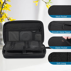 ProCase Hard Travel Tech Organizer Case Bag for Electronics Accessories Charger Cord Portable External Hard Drive USB Cables Power Bank SD Memory Cards Earphone Flash Drive -Black