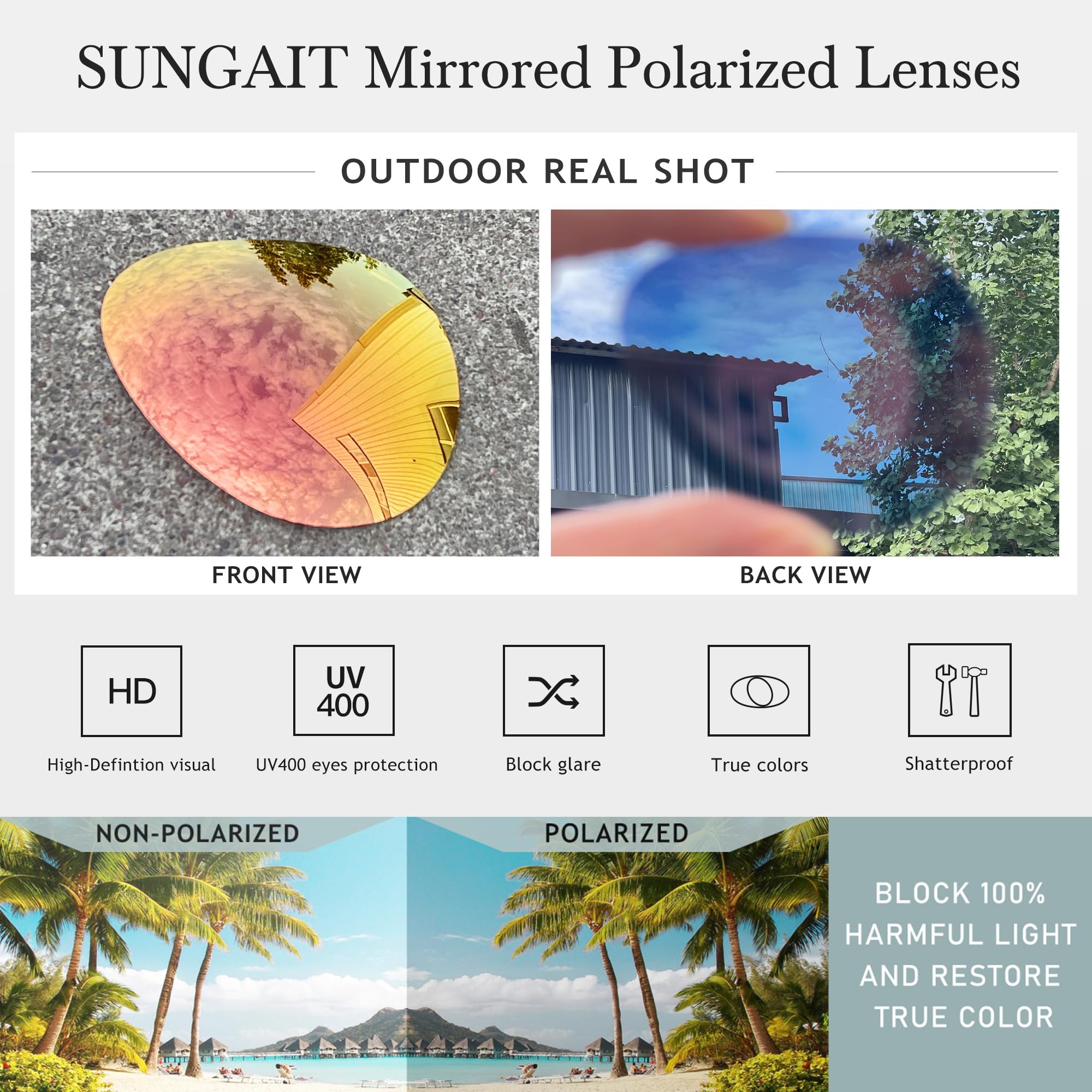 SUNGAIT Vintage Round Sunglasses for Women Men and Lightweight Oversized Aviator Sunglasses