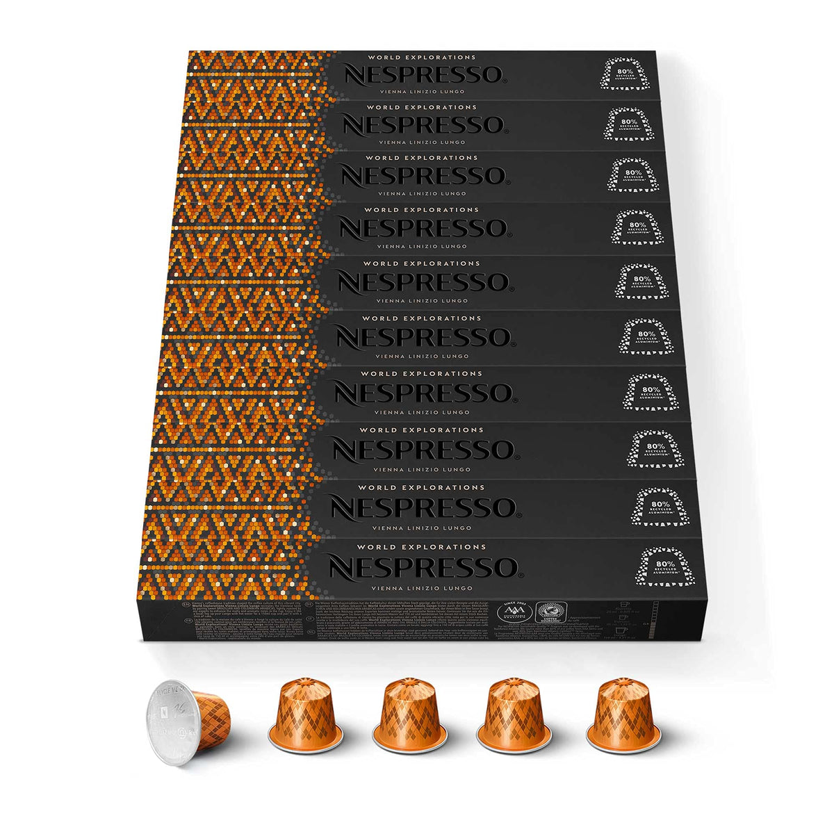 Nespresso Vienna Linizio Lungo Original Line Capsules Pack of 10 (100 Capsules) World Explorations Series