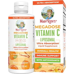MARYRUTH'S Megadose Liquid Vitamin C 500mg Liposomal, Vegan, 30 Servings | Ultra Absorption, Immunity Supplement, Antioxidant, Collagen Formation, Vegan