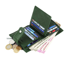 WildHorn Top Grain Leather Wallet for Men | Loop Closure | Ultra Strong Stitching I Zip Compartments with11Card Slots | 1 ID Window (Green)