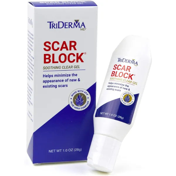 TriDerma Scar Block Soothing Clear Gel, Helps minimize the appearance of new & existing scars - 1.0 Oz
