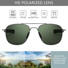 SUNGAIT Men's Military Style Polarized Pilot Aviator Sunglasses Bayonet Temples