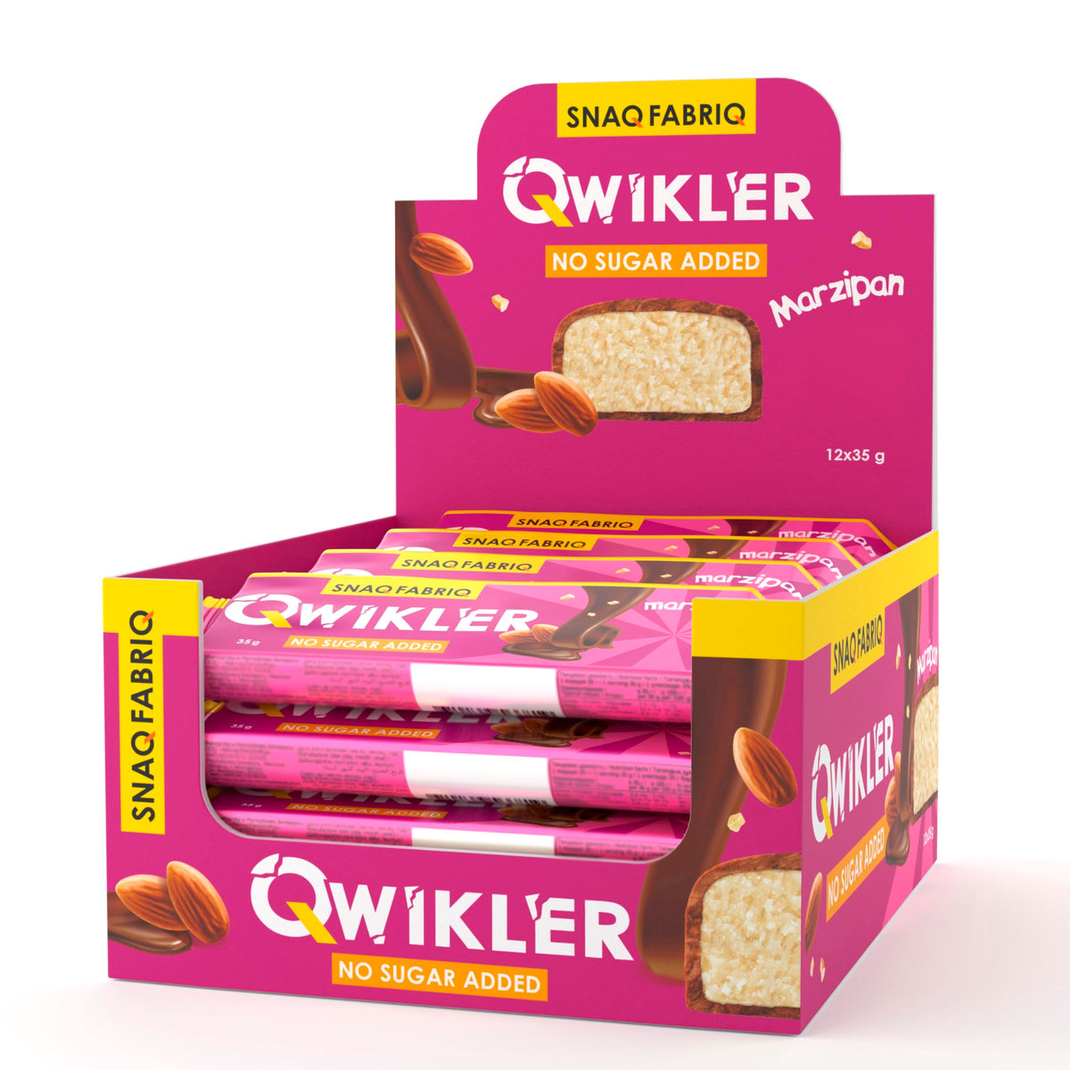 Snaq Fabriq Qwikler Bar with Marzipan No Sugar Added - 12x35g