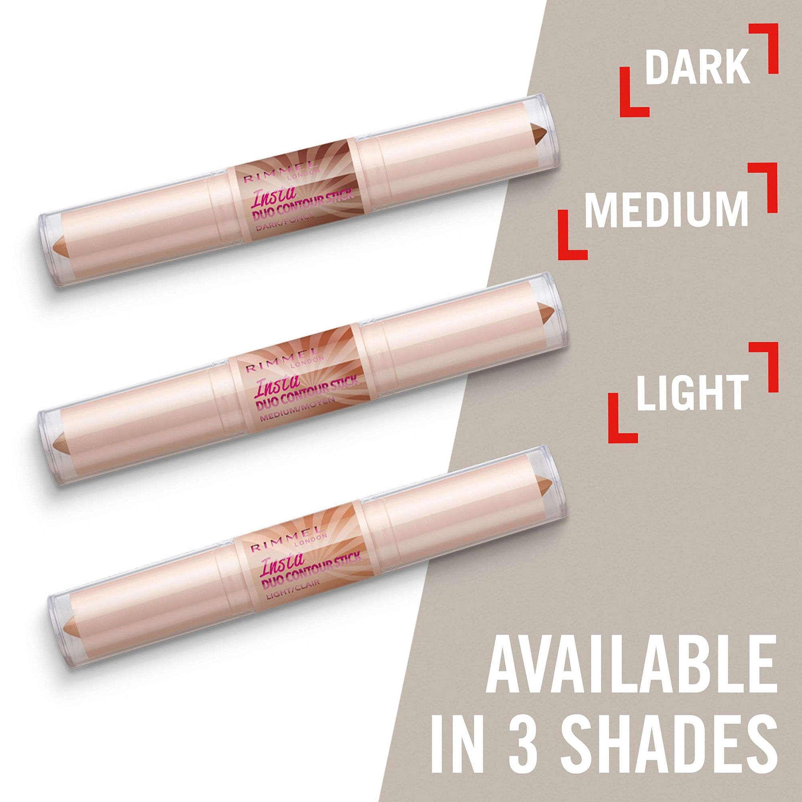 Rimmel London, Insta Duo Contour Stick, 2 x Net Wt. 0.14oz. 4g, Medium