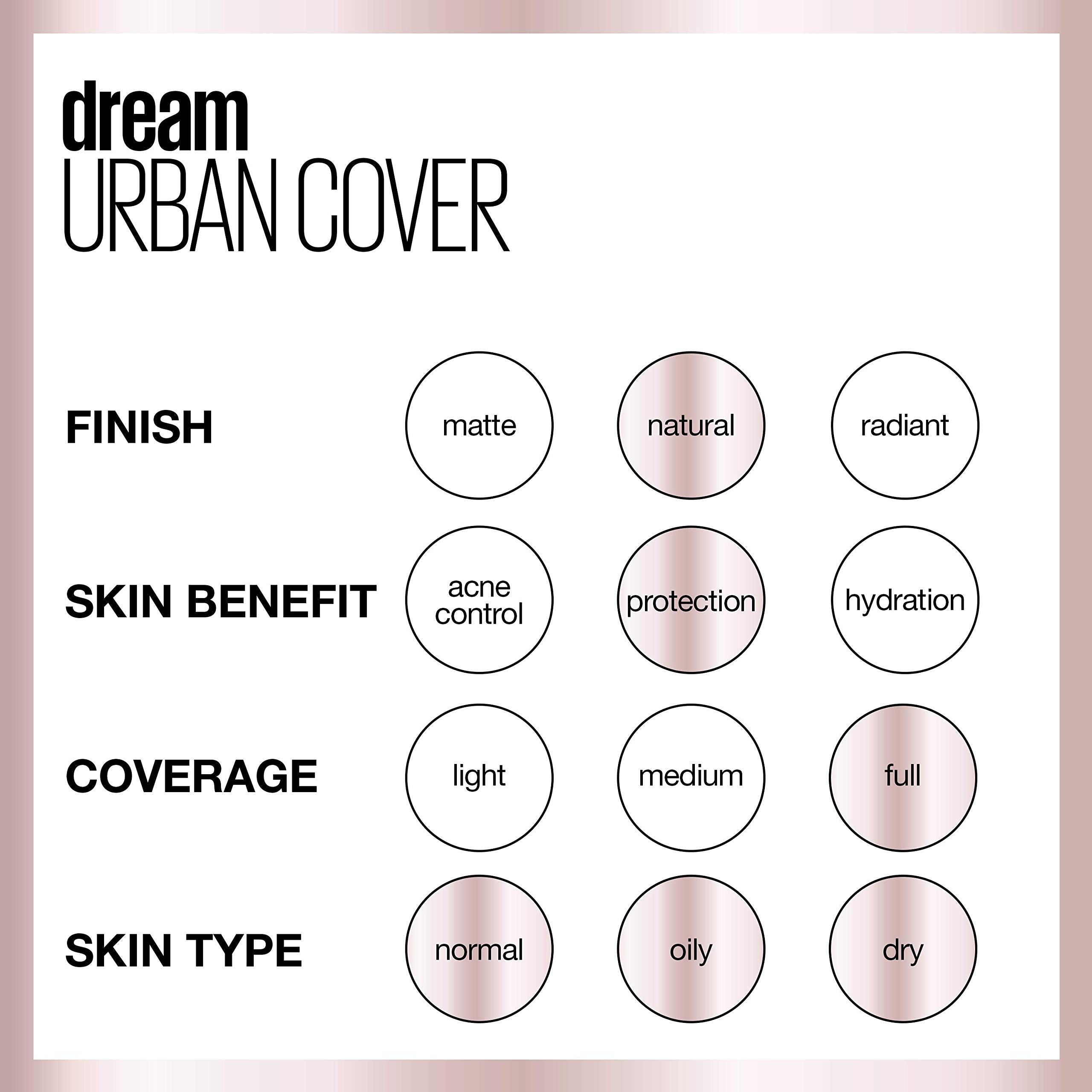 Maybelline Dream Urban Cover Flawless Coverage Foundation Makeup, SPF 50, Cafe Au Lait