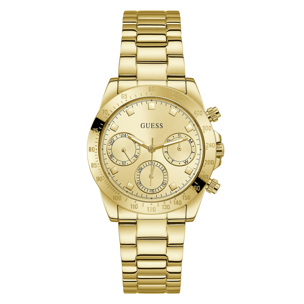 GUESS 36mm Multifunction Stainless Steel Watch with Crystals, Silver Tone, NS, GW0314L1