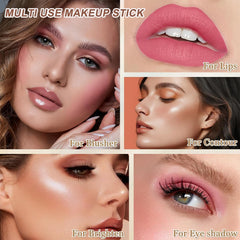 NALACAL 3 Pack Liquid Contour & Highlighter & Blush Makeup Set, Creamy Blush Stick for Cheeks & Lips, Long Lasting Waterproof Smooth Lightweight Multi Stick Face Makeup Set for All Skin