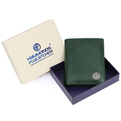 HAMMONDS FLYCATCHER Genuine Leather Wallet for Men - RFID Protected Leather Purse for Men, Money Purse for Men, Bi-Fold Wallet - 3 Card Slots, 2 ID Slots, Coin Pocket, Hidden Pockets - Sea Green