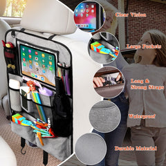 TERRIFI Car Seat Organiser, 2 Pcs Car Back Seat Organiser for kids, Car Seat Protector With 9 Storage, Car Accessories for Family Road Trip (Grey)