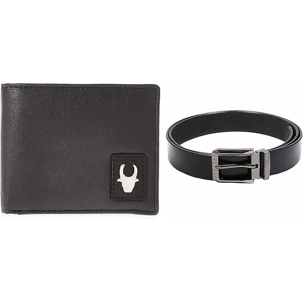 WildHorn® RFID Protected Genuine Leather Wallet & Gift Combo for Men - GIFTBOX003-BLACK