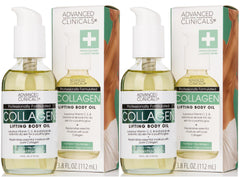 Advanced Clinicals Collagen Moisturizing Body & After Shower Oil | Visible Anti-Aging Collagen Hydrating Oil for Women & Men Helps Smooth the Appearance of Crepey Skin & Wrinkles, 3.8 fl oz, 2 Count