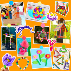 NAWOKEENY 3000+ DIY Craft Kits for Kids, Arts and Crafts Supplies with Storage Box for 3-12 Ages, All in One DIY Crafting Set Includes Wooden Sticks, Round Eyes, Buttons, Colorful Beads etc