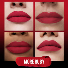 Maybelline New York Color Sensational Ultimatte Matte Lipstick, Non-Drying, Intense Color Pigment, More Ruby, Ruby Red, 0.06 oz