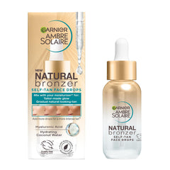 Garnier Ambre Solaire Natural Bronzer, Self Tan Drops for Face, Hyaluronic Acid & Coconut Water, Tailor Made Glow, Gradual & Natural Fake Tan, Approved by Cruelty Free International, Vegan, 30ml