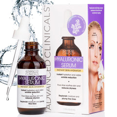 Advanced Clinicals Hyaluronic Acid Face Serum Anti Aging Face Serum Instant Skin Hydrator Plump Fine Lines Wrinkle Reduction 1.75 Ounce Multi