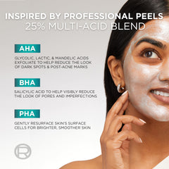 L’Oréal Paris L'Oreal Bright Reveal Dark Spot Exfoliant Peel, 25% AHA BHA PHA Face Exfoliator Solution, Gentle Skincare to Visibly Reduce Dark Spots and Renew Skin Texture, Includes SPF Lotion Sample