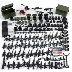 Weapons Pack Military SWAT Accessories - Army Soldiers Building Block Sets, SWAT Team Equipment Gear Armor Shields, Police Camouflage Weapon Militray Bricks