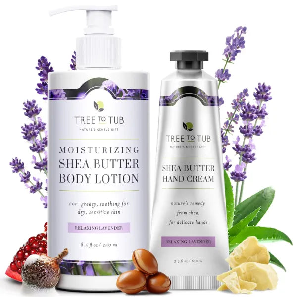 Tree to Tub Lavender Shea Butter Body Lotion for Dry Skin - Moisturizing Sensitive Skin Lotion - Shea Butter Hand Cream for Dry Cracked Hands - Moisturizing Sensitive Skin Hand