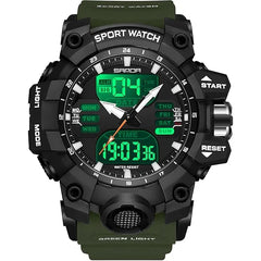 KASTWAVE Men's Waterproof Tactical Sports Watch, Dual Dial LED Digital & Analog Time Display, Easy to Read Stopwatch for Outdoor Activities, 5ATM