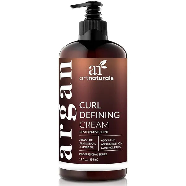 Artnaturals Curl Defining Cream Moisturizer & Enhancer w/Almond, Jojoba & Argan Oil & Natural Frizz Control for Wavy & Curly Hair Products Sulfate Free 12 Oz for Women and Men