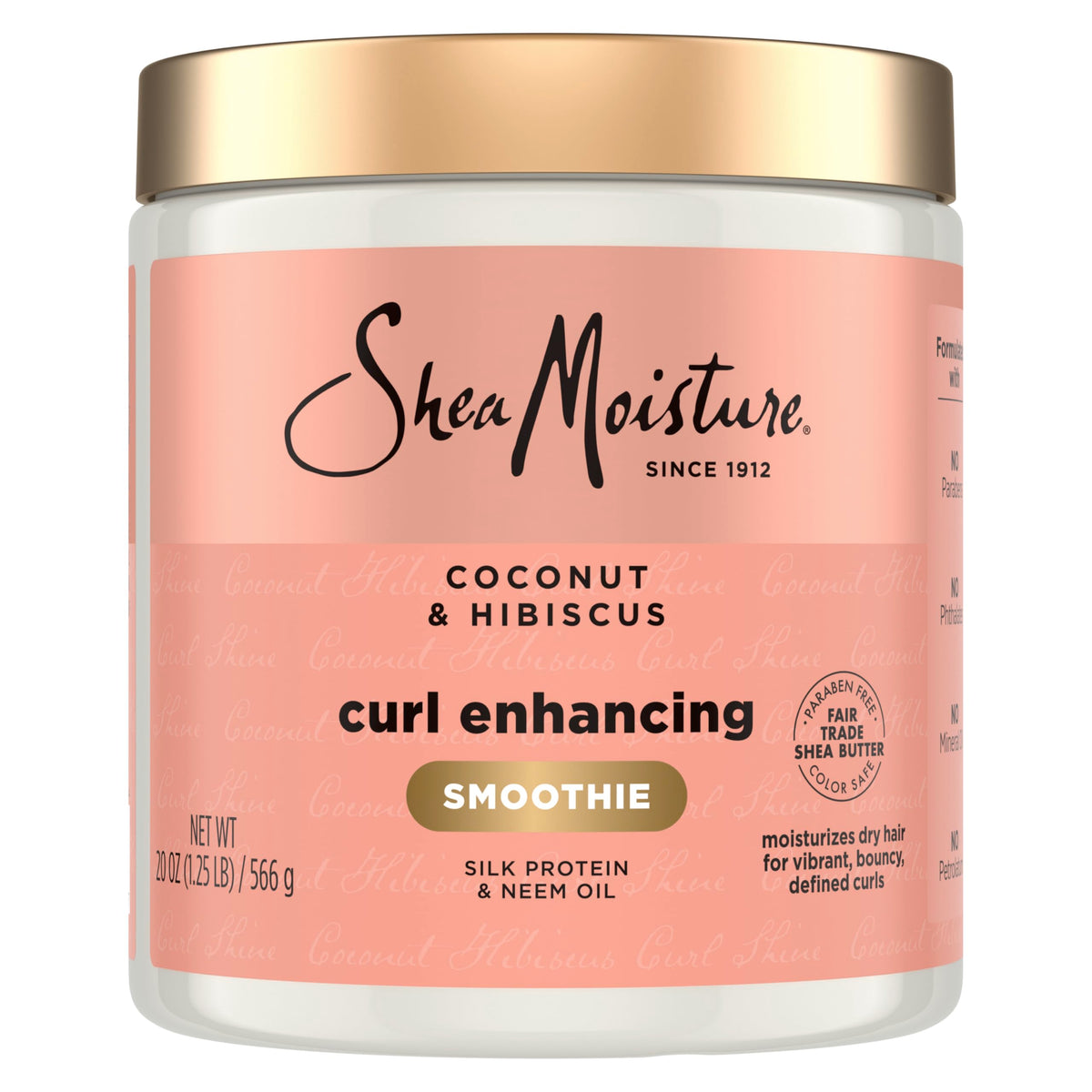 SheaMoisture Curl Enhancing Smoothie Hair Cream for Thick, Curly Hair Coconut and Hibiscus Sulfate Free and Paraben Free Curl Cream 20 oz