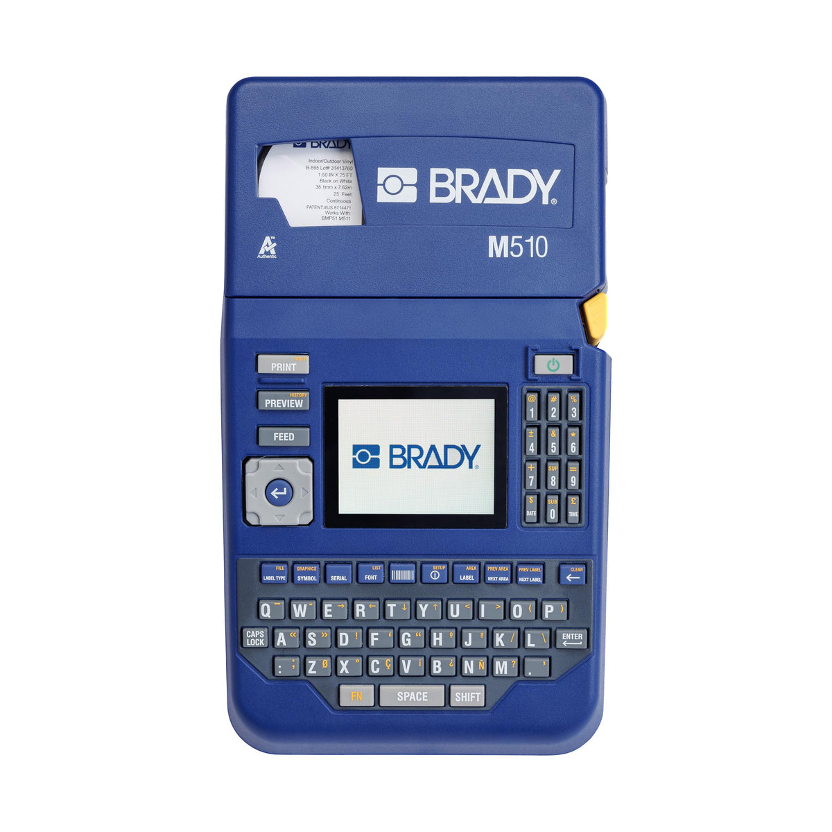Brady M510 Portable Industrial Label Printer, 1.5" Wide, Single-Color Thermal Printing, Lab, Field, or Facility, Blue/Gray, 3.75" H x 5.75" W x 10" D