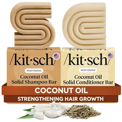 Kitsch Coconut Oil Shampoo and Conditioner Set – Deep Moisturizing Shampoo and Conditioner Bar for Dry Damaged Hair – Hydrating Solid Bars for Curly, Coily & Color Treated Hair – Made in USA