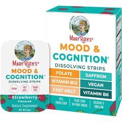 MARYRUTH'S Mood & Cognition Dissolving Strips, Vitamin B12, 30 Count | Vitamin B12, Vitamin B6, Saffron, Folate, Sugar Free