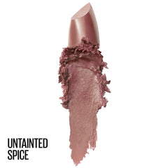 Maybelline Color Sensational Lipstick, Lip Makeup, Cream Finish, Hydrating Lipstick, Nude, Pink, Red, Plum Lip Color, Untainted Spice, 0.15 oz; (Packaging May Vary)