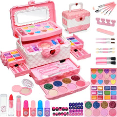 HERAPFANN Kids Makeup Set for Girls – Pretend Play Makeup Kit for Toddlers & Kids Ages 3–10, Princess Beauty Toy Gift Set