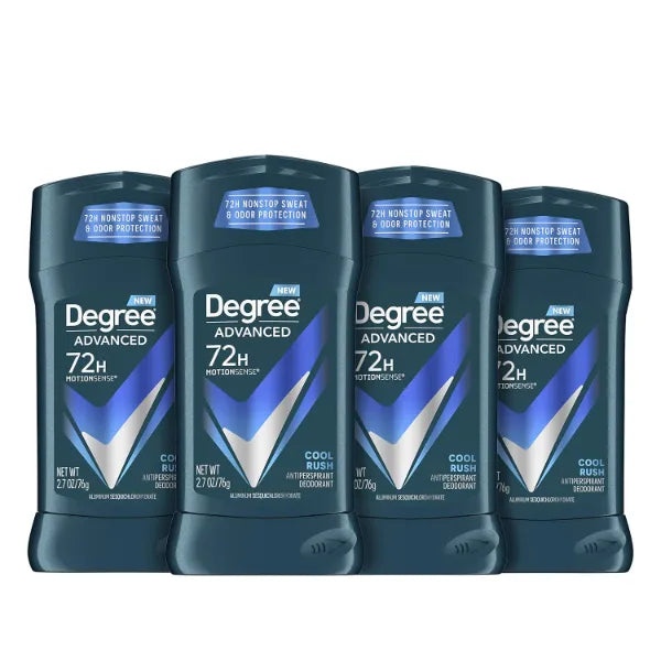 Degree Men Advanced Protection Antiperspirant Deodorant Cool Rush, 72-Hour Sweat and Odor Protection Antiperspirant For Men With MotionSense Technology 2.7 oz (4 count)