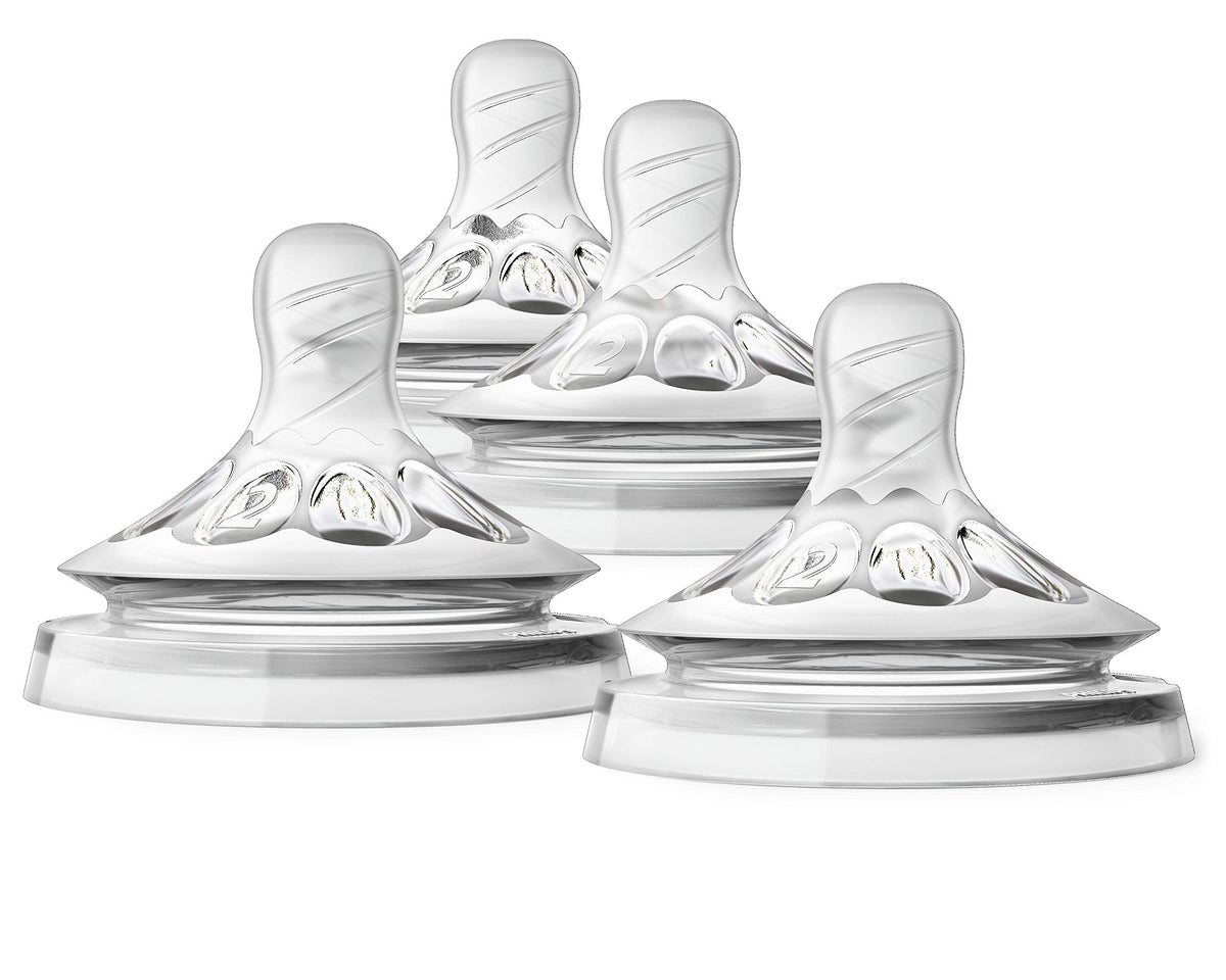 Philips Avent Natural Baby Bottle Slow Flow, 1M+, 4pk, Flow 2, SCF652/43