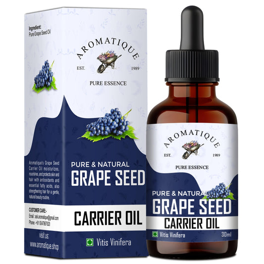 Aromatique Grapeseed Oil Cold Pressed 100% Pure And Natural Carrier Oil,Grape Seed Oil For Skin And Hair -30Ml
