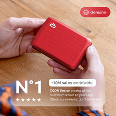 Aluminium Smart Case V2 Wallet - Metal Clasp - RFID Blocking Card Holder - Holds up to 10 Cards and Banknotes - Aluminum Red