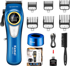 KEMEI 2242 Professional Hair Clippers for Men, Cordless Barber Clipper with LED Display & Charging Base, Hair Cutting Tools, 9000 RPM Super Torque Motor