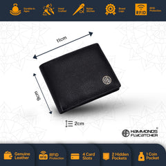 HAMMONDS FLYCATCHER Genuine Leather Wallet & Keyring Combo, Gift for Boyfriend/Husband, Valentine's/Birthday Gift - Black