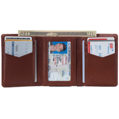Alpine Swiss Men's Leon Trifold Wallet RFID Safe York Collection - Soft Nappa Tan